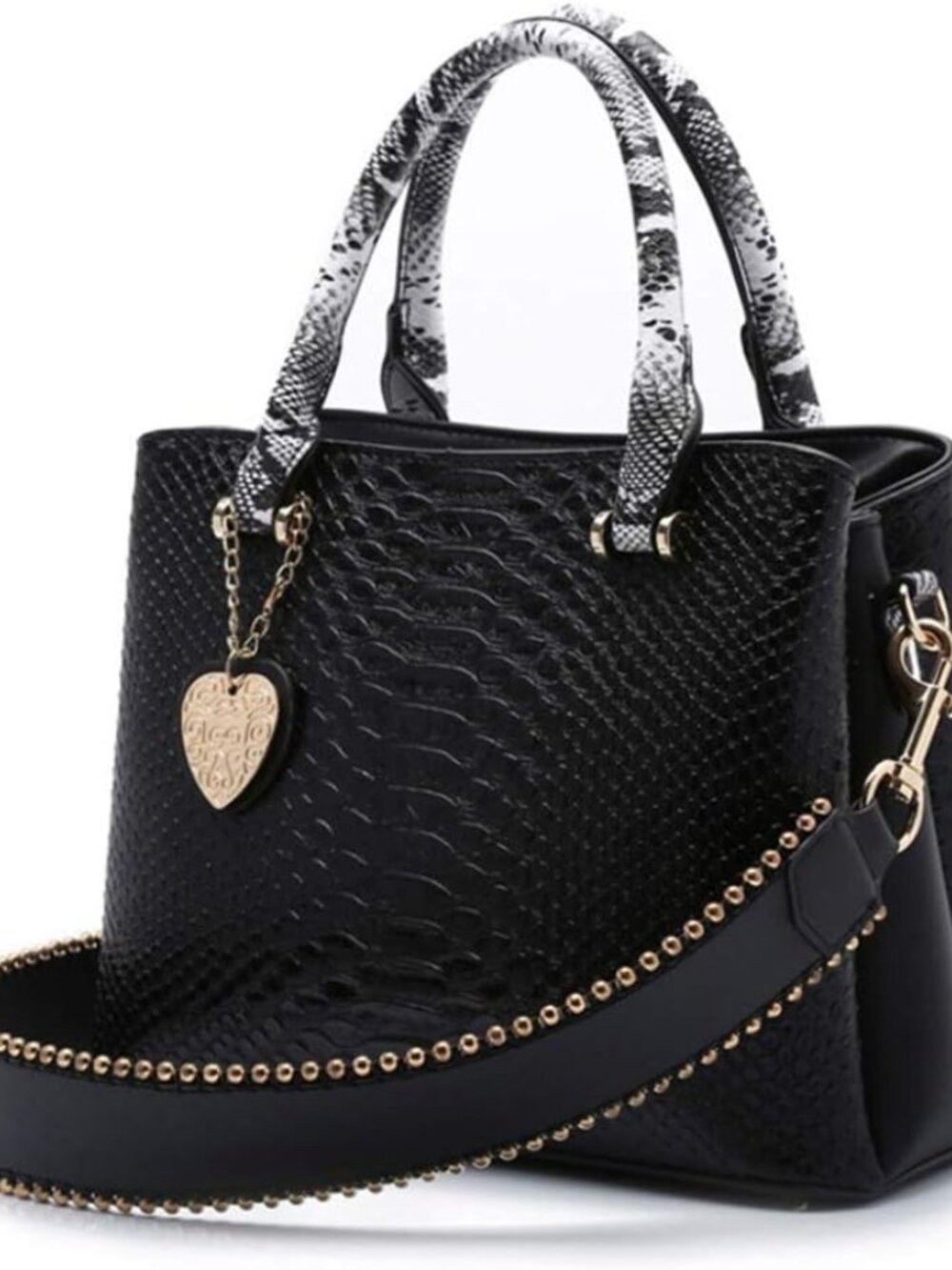 Faux Leather Crossbody Purse Shoulder Replacement Strap Silver Hardware Beads - Picture 5 of 5